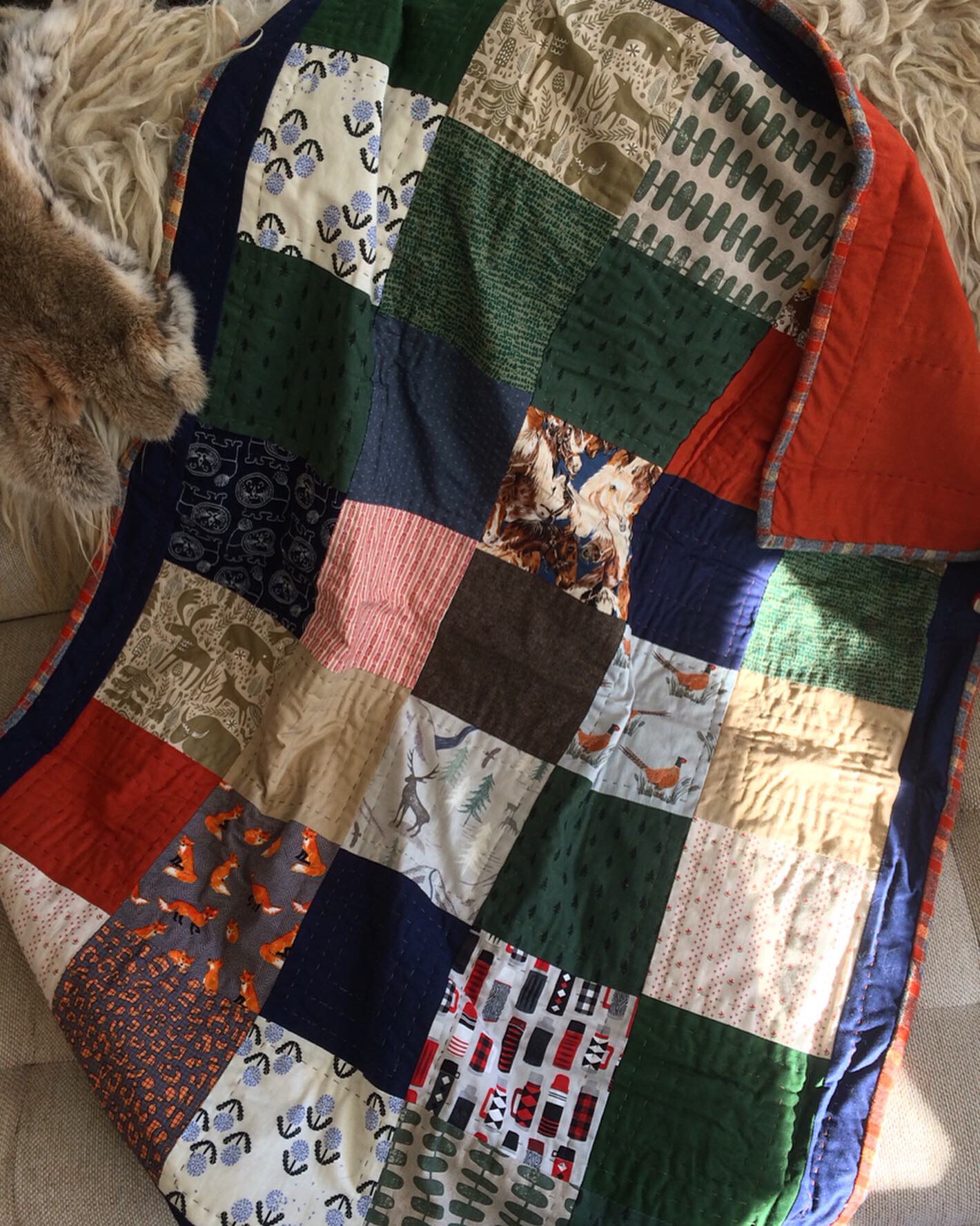 Patchwork Wilderness Baby Quilt - Gift Fox Quilts